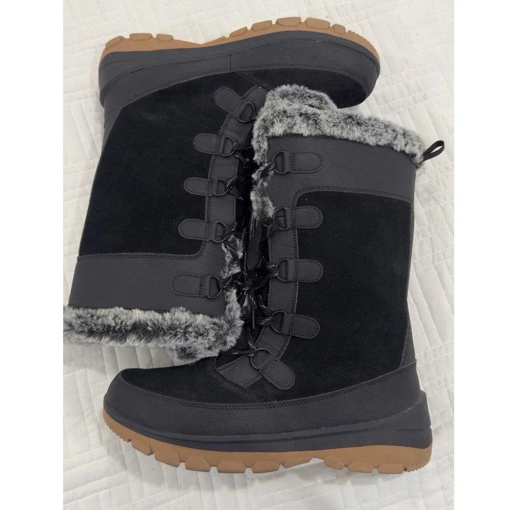 All in Motion Kona Men Black Faux Fur Lined Winter Snow Boots Size 11